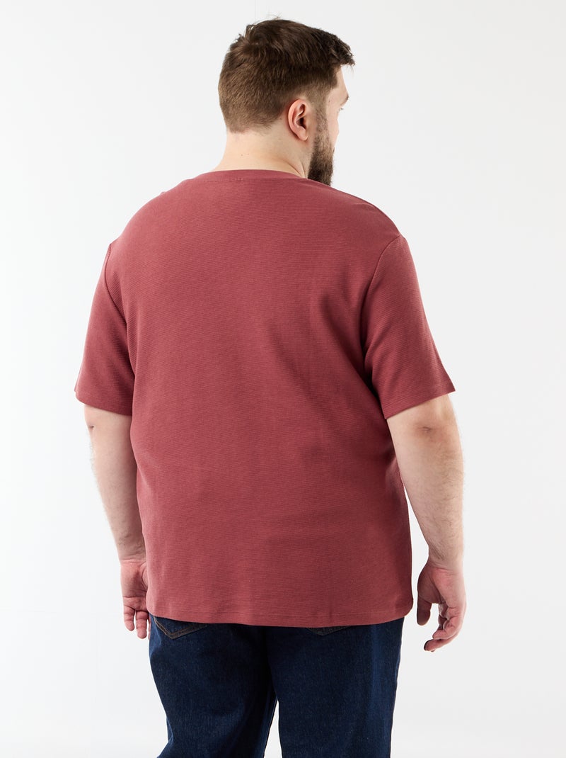 T-shirt en maille piquée manches courtes Rouge - Kiabi