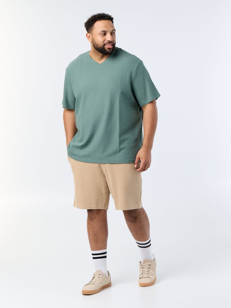 T-shirt en maille piquée manches courtes Vert - Kiabi