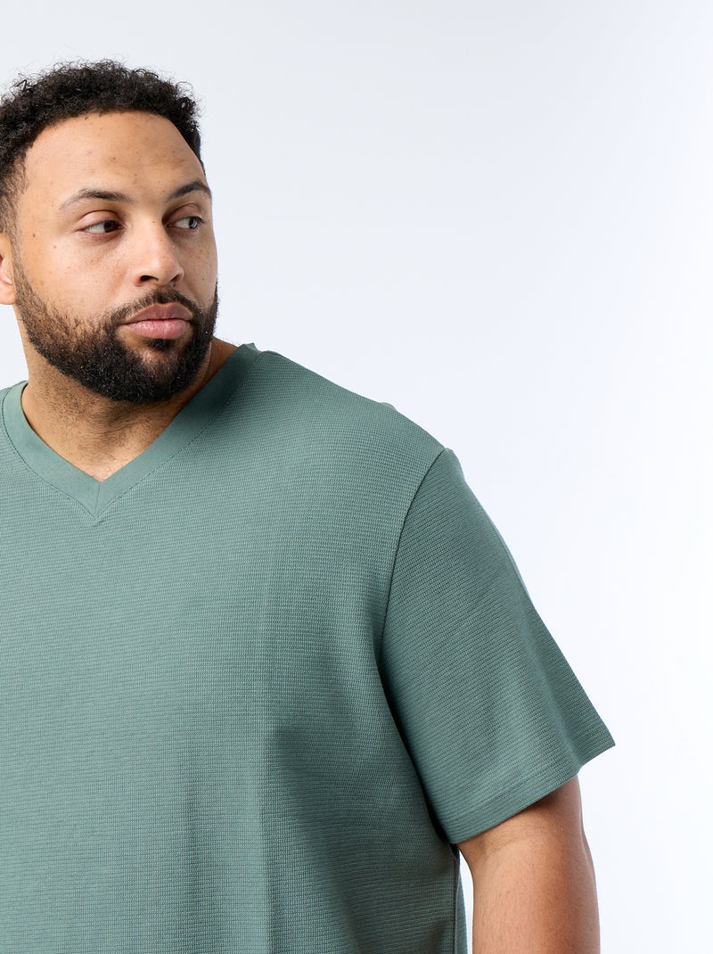 T-shirt en maille piquée manches courtes Vert - Kiabi