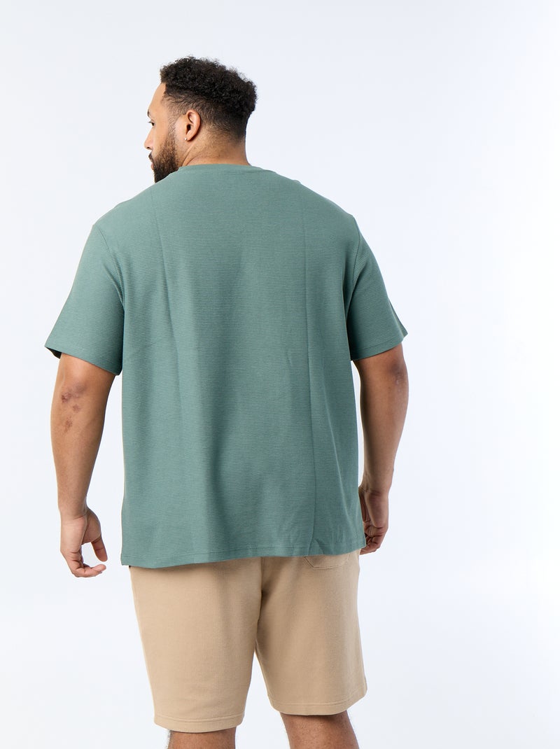 T-shirt en maille piquée manches courtes Vert - Kiabi