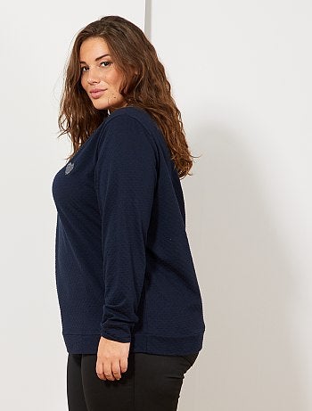 T-shirt en maille plumetis cœur brodé - Kiabi