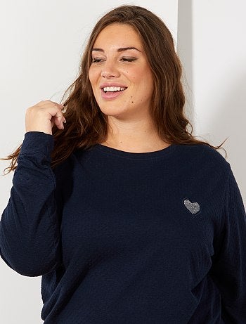 T-shirt en maille plumetis cœur brodé - Kiabi