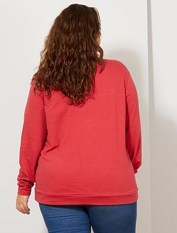 Grande taille femme - T-shirt en maille plumetis cœur brodé - Kiabi