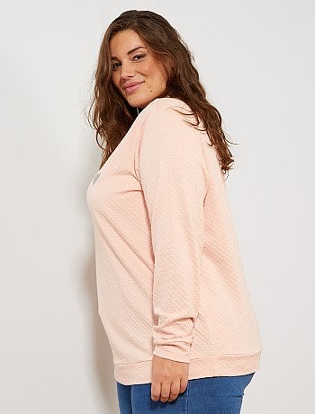 T-shirt en maille plumetis cœur brodé - Kiabi