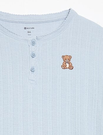 T-shirt en maille pointelle à manches longues