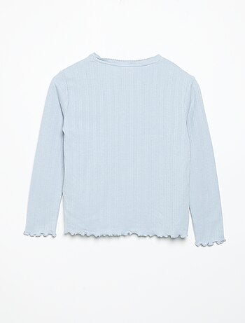 T-shirt en maille pointelle à manches longues