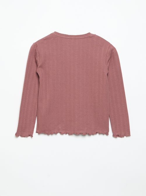 T-shirt en maille pointelle à manches longues - Kiabi