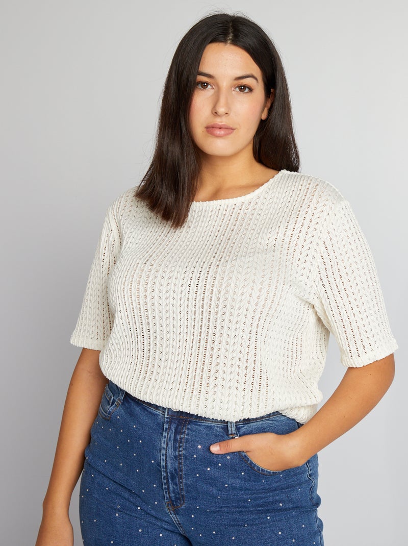T-shirt en maille pointelle Blanc - Kiabi