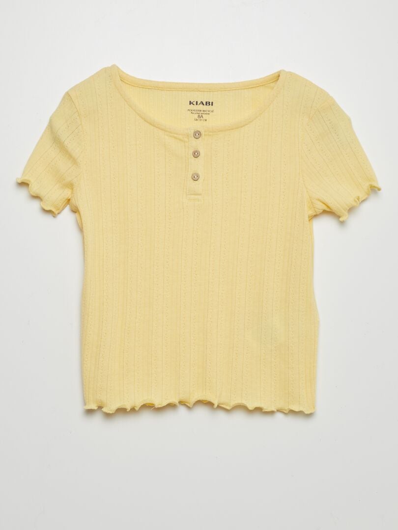 T-shirt en maille pointelle Jaune - Kiabi