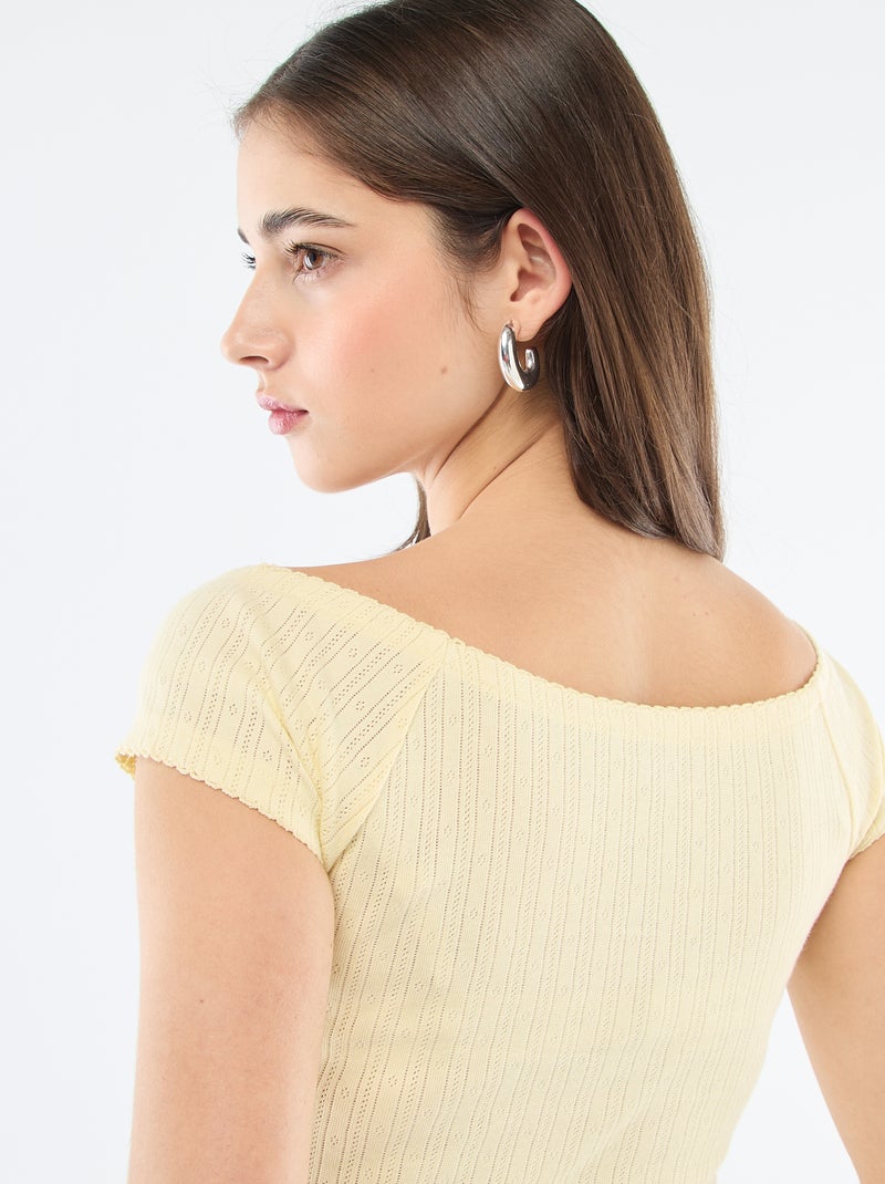 T-shirt en maille pointelle Jaune - Kiabi