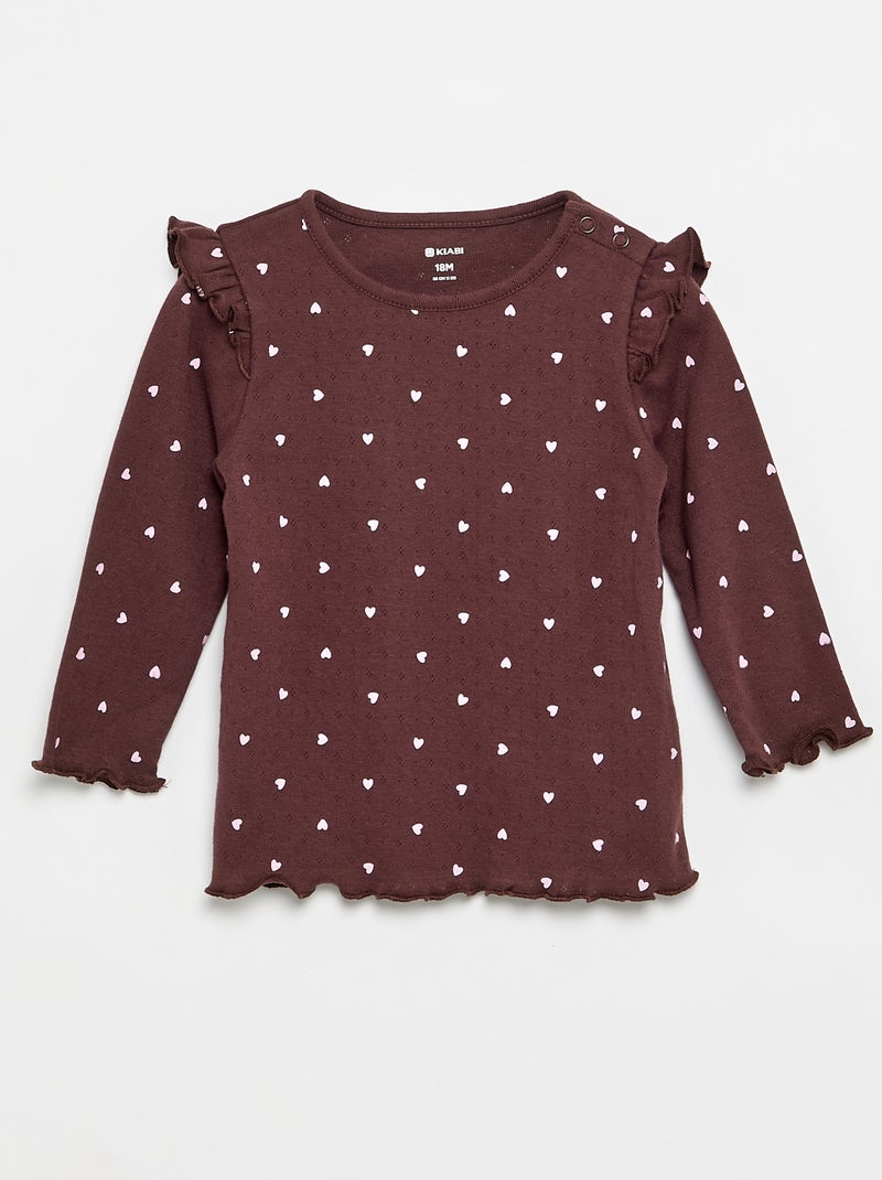 T-shirt en maille pointelle + pantalon - 2 pièces Marron - Kiabi
