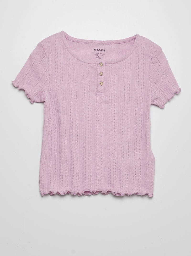 T-shirt en maille pointelle Violet - Kiabi