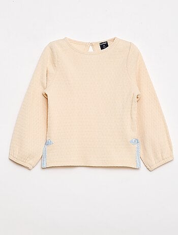 T-shirt en maille rib avec nœuds fantaisie