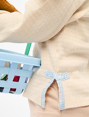 T-shirt en maille rib avec nœuds fantaisie