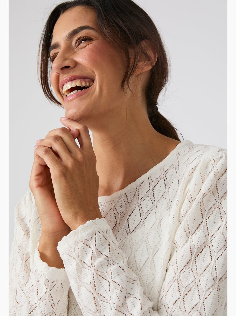 T-shirt en maille texturée - Damart Blanc - Kiabi