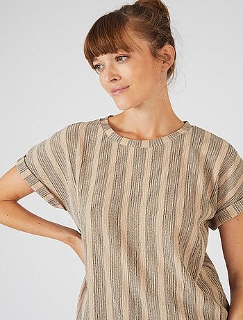 T-shirt en maille texturée rayée - Damart