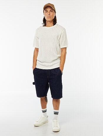 T-shirt en maille tricot à manches courtes