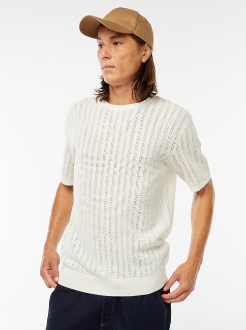 T-shirt en maille tricot à manches courtes - Kiabi