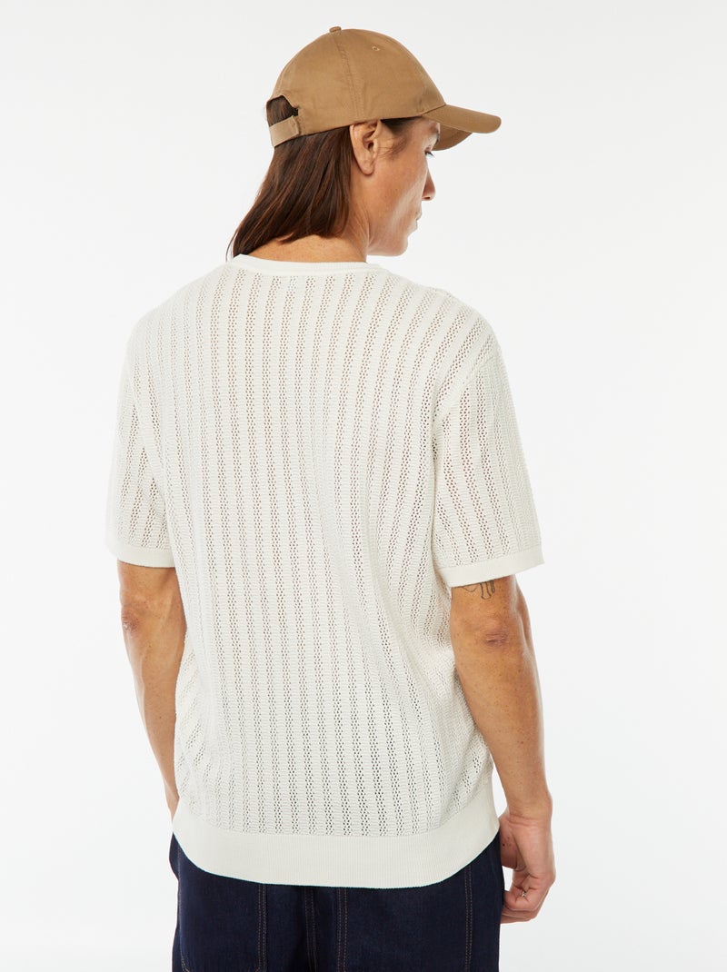 T-shirt en maille tricot à manches courtes Blanc - Kiabi