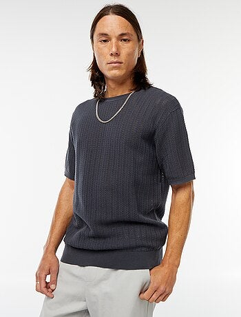 T-shirt en maille tricot à manches courtes
