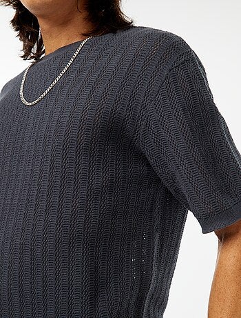 T-shirt en maille tricot à manches courtes
