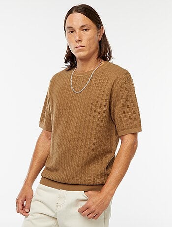 T-shirt en maille tricot à manches courtes