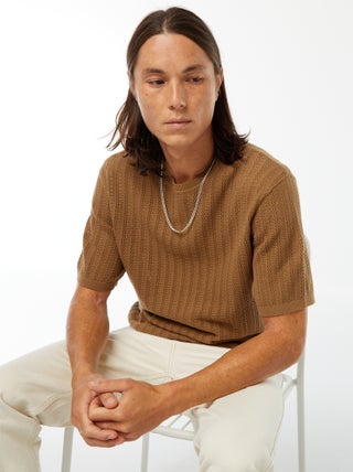 T-shirt en maille tricot à manches courtes