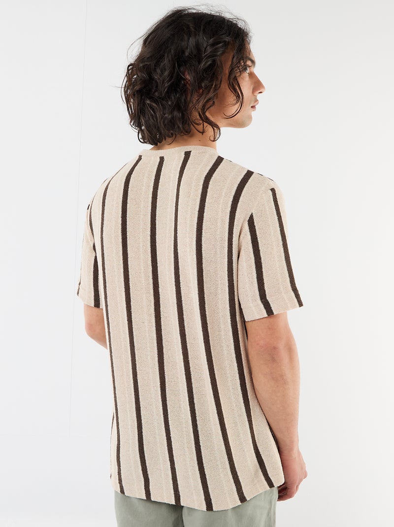 T-shirt en maille tricot à manches courtes Marron - Kiabi