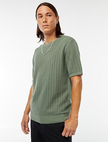 T-shirt en maille tricot à manches courtes