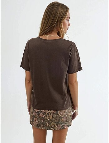 T-shirt en maille unie à col en v busem