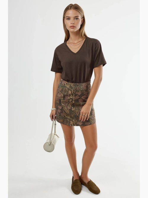 T-shirt en maille unie à col en v busem - Kiabi