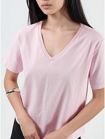 T-shirt en maille unie à col en v busem