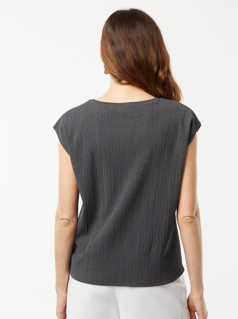 T-shirt en matière fantaisie avec manches chauve-souris GRIS - Kiabi