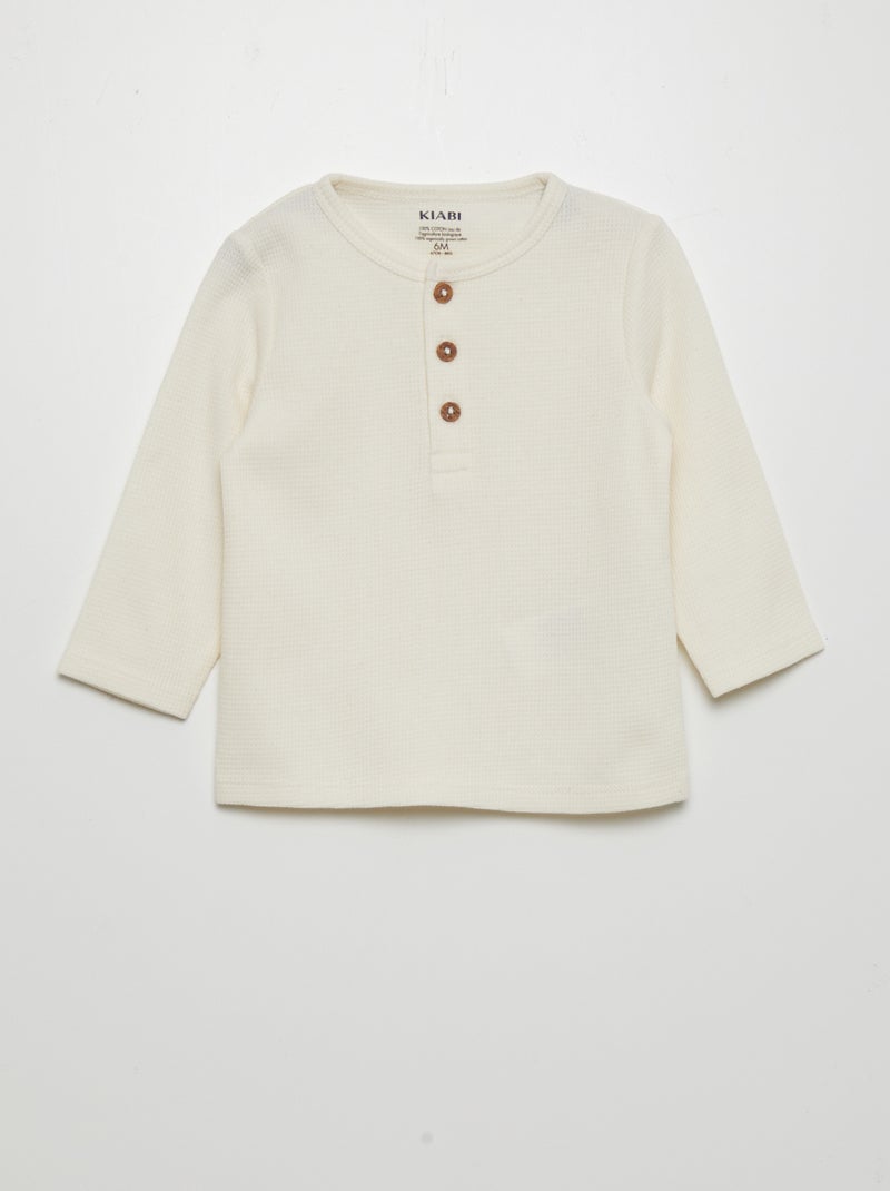 T-shirt en matière gaufrée blanc - Kiabi