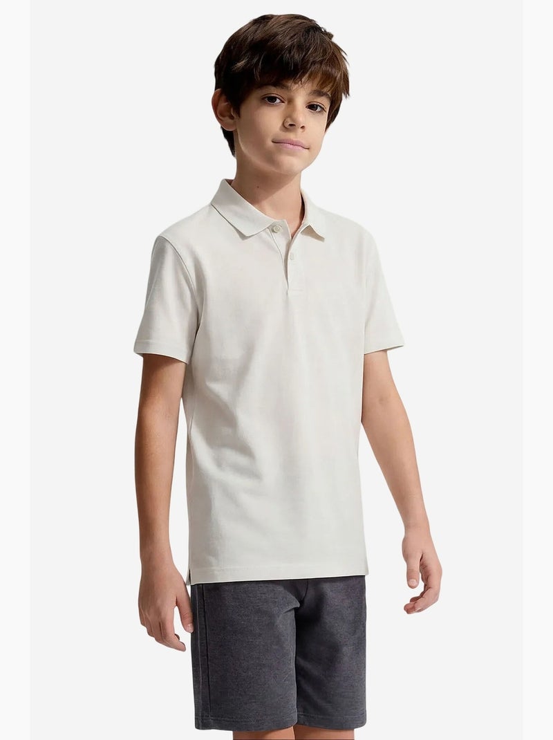 T-shirt en mélange coton tommy Blanc cassé - Kiabi
