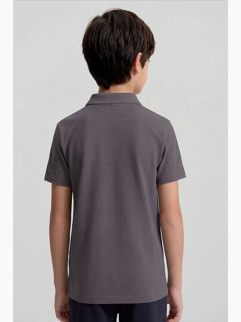 T-shirt en mélange coton tommy Gris Noir - Kiabi
