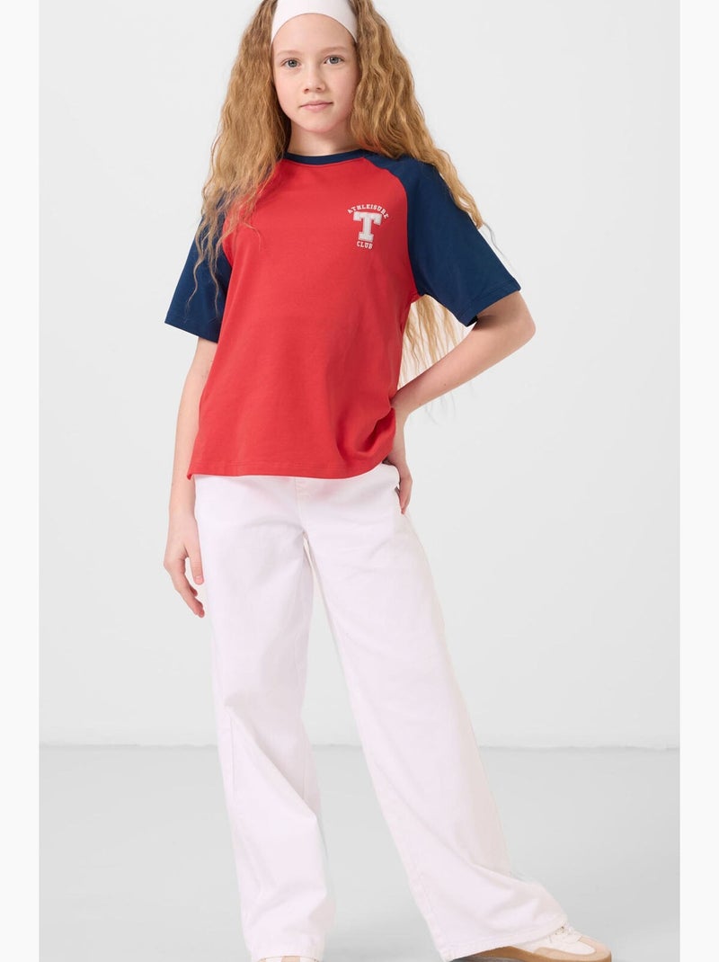 T-shirt en mélange de coton tommy Marine/Rouge - Kiabi