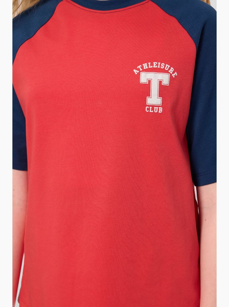 T-shirt en mélange de coton tommy Marine/Rouge - Kiabi