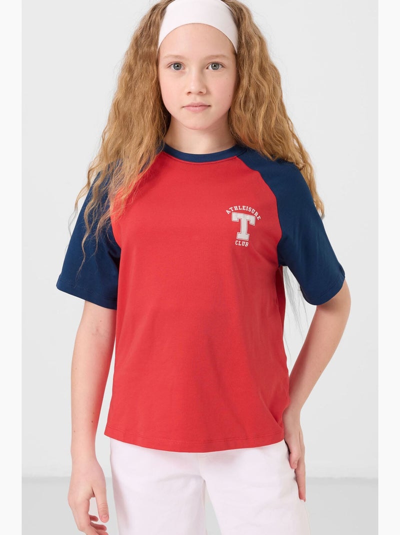 T-shirt en mélange de coton tommy Marine/Rouge - Kiabi