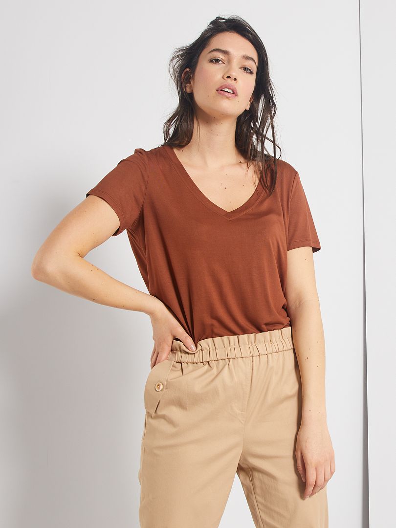 T-shirt en modal brun - Kiabi