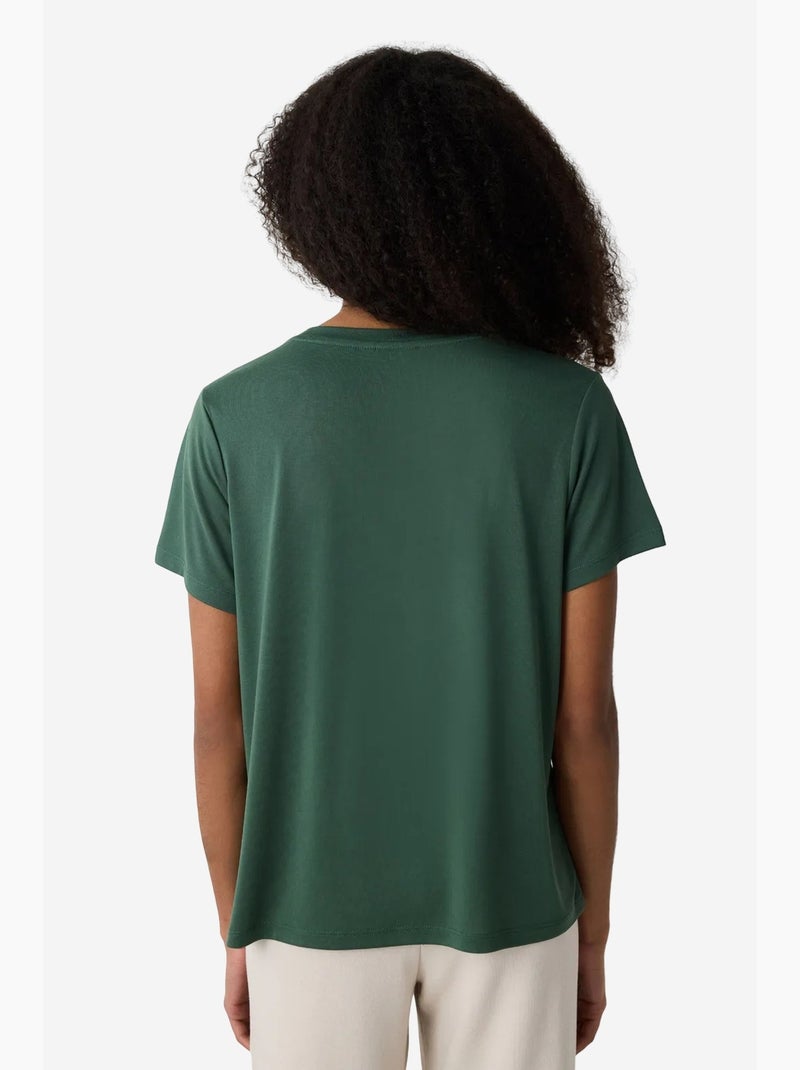 T-shirt en modal coupe regular à col rond penti Kaki - Kiabi