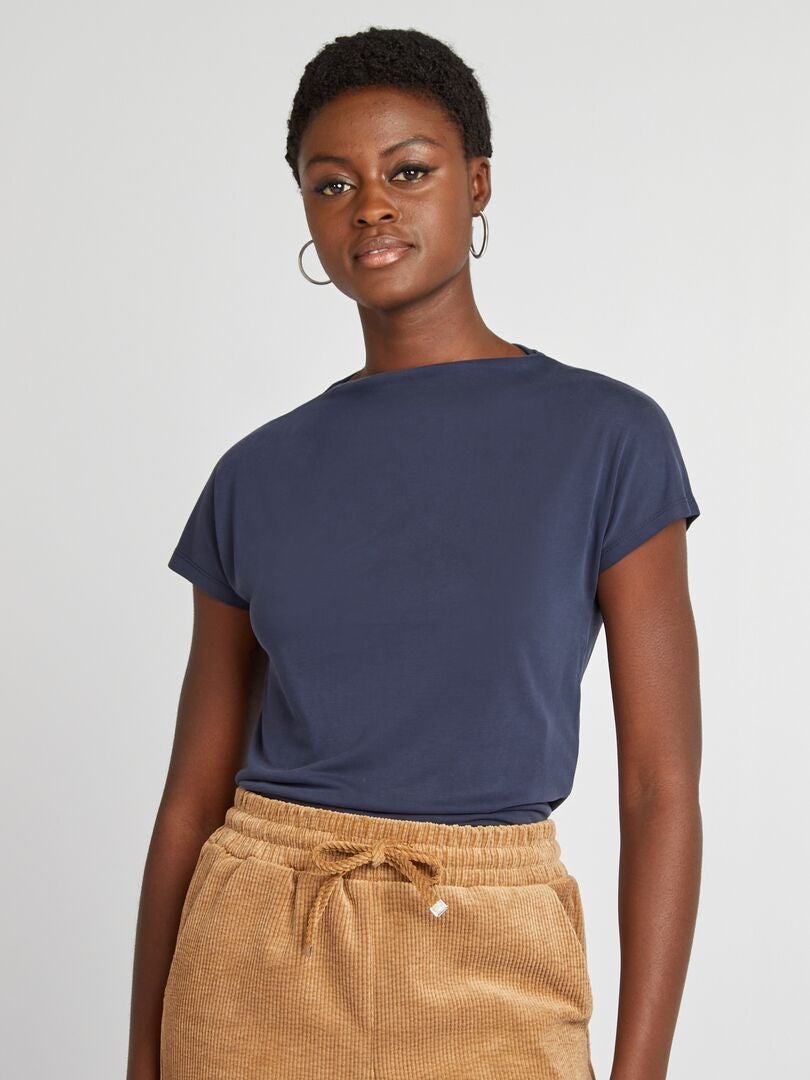 T-shirt en modal manches courtes Bleu - Kiabi