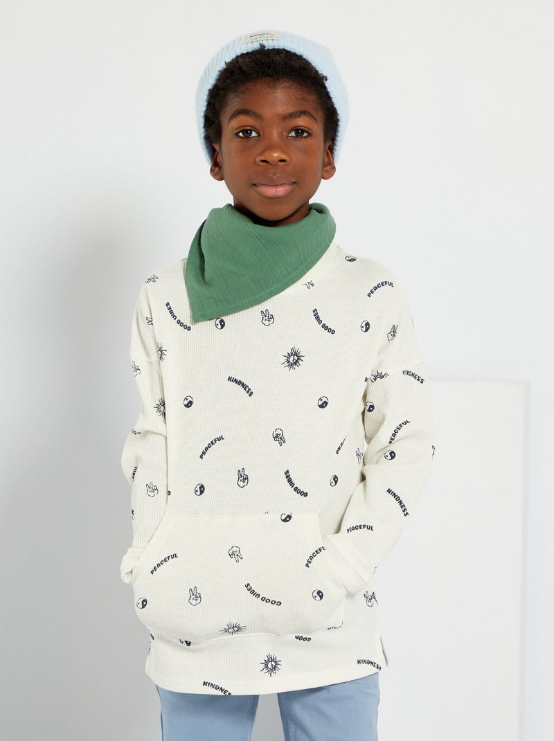 T-shirt en nid d'abeille blanc - Kiabi
