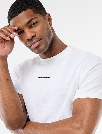 T-shirt en piqué de coton à manches courtes