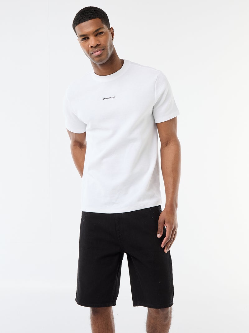 T-shirt en piqué de coton à manches courtes Blanc - Kiabi