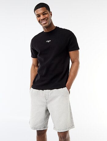 T-shirt en piqué de coton à manches courtes