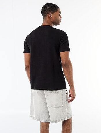 T-shirt en piqué de coton à manches courtes