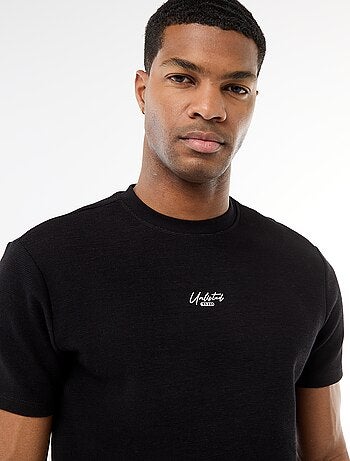 T-shirt en piqué de coton à manches courtes