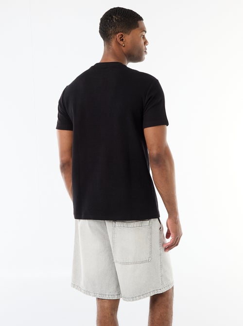 T-shirt en piqué de coton à manches courtes - Kiabi