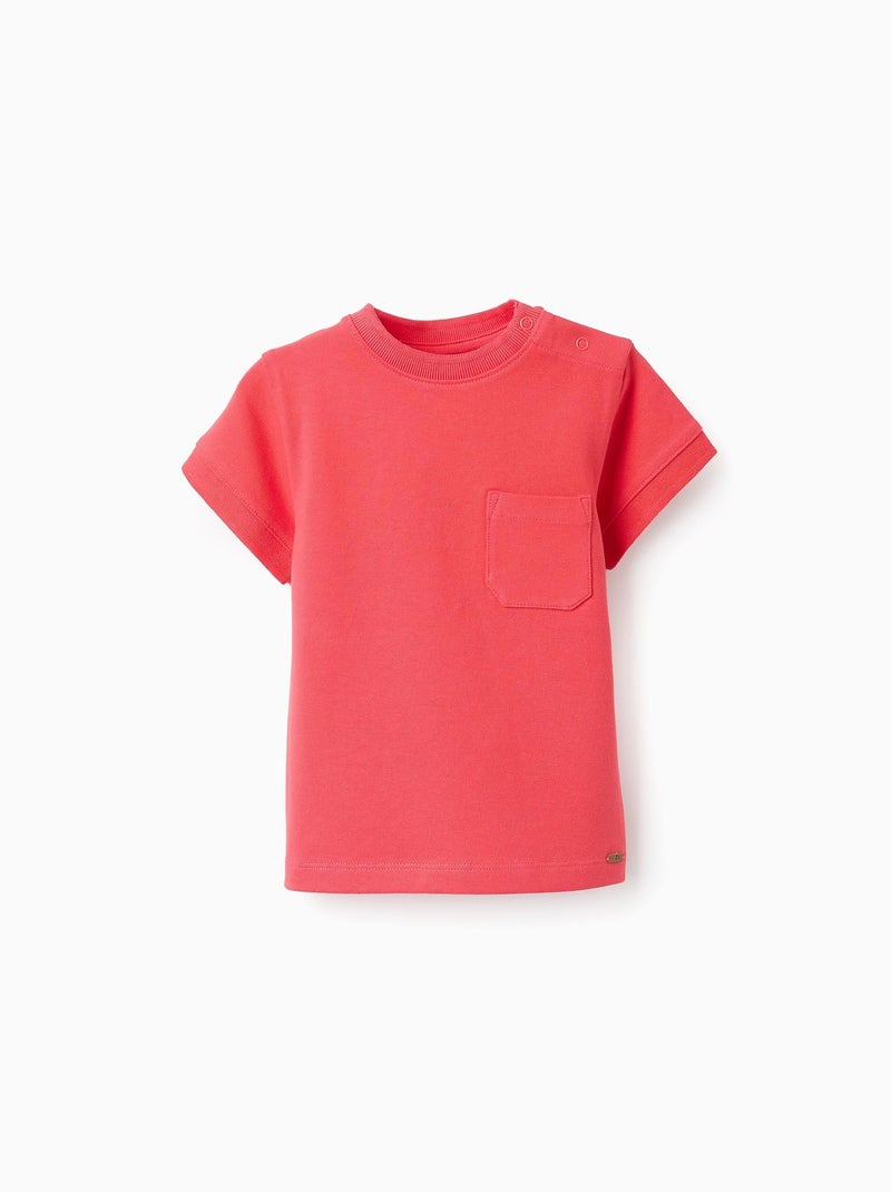 T-shirt en Piqué de Coton avec Poche Rouge - Kiabi